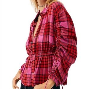 Free People Plaid Top Size XS/Small